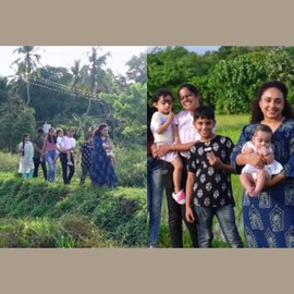 വണ്ടിപോകാത്ത നാട്ടുവഴിയിലൂടെ മക്കളുമായി പേളി മാണി; രക്തം രക്തത്തെ തൊട്ടറിഞ്ഞ മനോഹര നിമിഷം