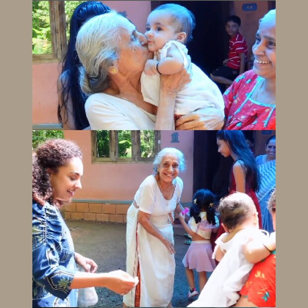 ശ്രീനിഷിനും പേളിക്കും ഇതവരുടെ മുത്തശ്ശിയാണ്. ശ്രീനിഷിന്റെ അമ്മയുടെ മുഖച്ഛായയുള്ള പ്രിയ മുത്തശ്ശി. നിലക്കും നിതാരക്കും മുതുമുത്തശ്ശി. ഇളയ കുഞ്ഞ് പിറന്നതില്പിന്നെ ആദ്യമായാകും മുത്തശ്ശി നിതാരയെ കാണുന്നത്. ആ കുഞ്ഞിക്കവിളിൽ നിറയെ മുത്തശ്ശി ചക്കരയുമ്മ നൽകി 