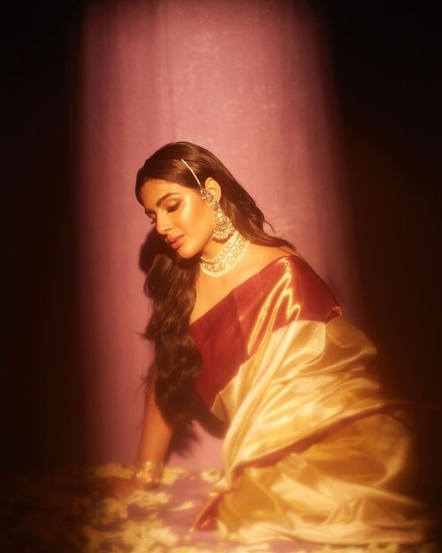 പോസ്റ്റ് ചെയ്ത ചിത്രങ്ങളിൽ സംയുക്തയെ കാണാൻ  വിൻ്റേജ് നായികമാരെ പോലെ തോന്നിക്കുന്നു . വളരെ അധികം തിളക്കം താരത്തിന്റെ മുഖത്ത് കാണാൻ കഴിയും.