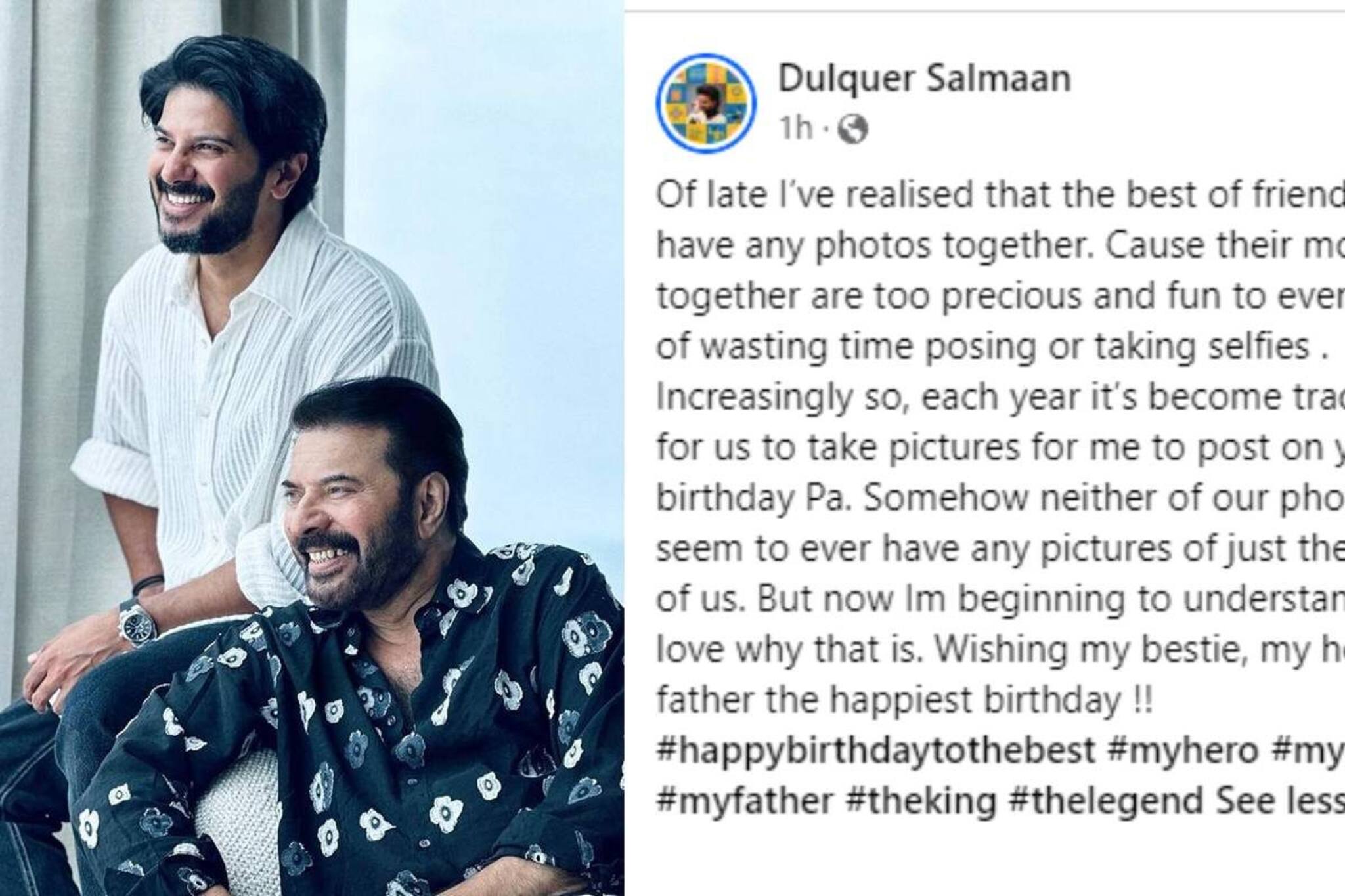 എന്റെ ബെസ്റ്റിയും ഹീറോയും: മമ്മൂട്ടിക്ക് പിറന്നാൾ ആശംസകളുമായി ദുൽഖർ