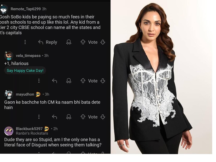  ഇത് ഒരു പഴയ ക്ലിപ്പ് ആണെങ്കിലും നിലവിൽ റെഡ്ഡിറ്റിൽ ട്രെൻഡിങ് ആണിത് . കൂടാതെ കിയാരയുടെ അറിവില്ലായ്മയുടെ പേരിൽ പലരും താരത്തെ വിമർശിക്കുന്നുണ്ട്. “പണക്കാരി കുട്ടികൾ അവരുടെ പോഷ് സ്കൂളുകളിൽ ഇത്രയും ഫീസ് അടച്ച് പഠിച്ചിട്ട് ഇതുപോലും അറിയില്ലേ എന്ന് ഒരു ആരാധകൻ പോസ്റ്റിൽ കമന്റ് ഇട്ടിട്ടുണ്ട്. “ദക്ഷിണേന്ത്യയിൽ നിന്നുള്ള ഈ വീഡിയോ കാണുന്നത് വളരെ നിരാശാജനകമാണ്. ഈ നടിമാർ എത്ര വിഡ്ഢികളാകും! അവൾക്ക് 4 സംസ്ഥാനങ്ങളുടെ പേര് പോലും പറയാൻ കഴിയില്ല, അവിടെ ഏത് ഭാഷയാണ് സംസാരിക്കുന്നതെന്ന് ഒരു സൂചനയും ഇല്ല. ദയനീയമാണ്,” ഒരു റെഡ്ഡിറ്റ് ഉപയോക്താവ് പറഞ്ഞു.