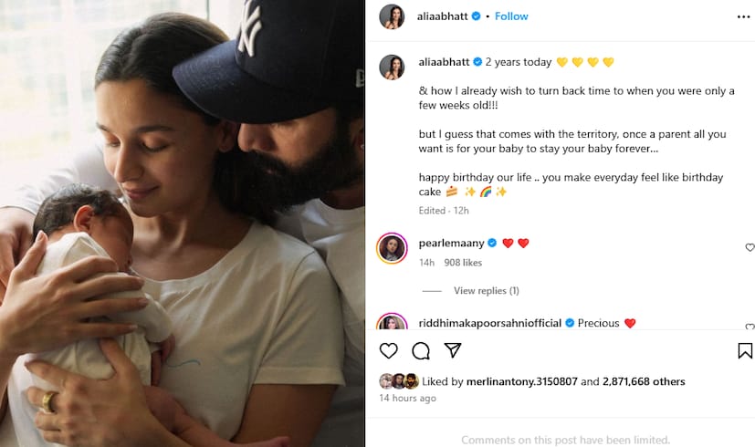  റാഹയുടെ പിറന്നാളിന് ആലിയ പങ്കുവച്ച ഇൻസ്റ്റഗ്രാം പോസ്റ്റാണ് ഇപ്പോൾ ശ്രദ്ധേയമാകുന്നത്. ഇതുവരെ ലോകം കാണാത്ത റാഹയുടെ ചിത്രങ്ങളാണ് ആലിയ പങ്കുവച്ചിരിക്കുന്നത്. റാഹയും ആലിയയും രൺബീറുമാണ് ചിത്രങ്ങളിലുള്ളത്. ചിത്രത്തിൽ റാഹയെ നെഞ്ചോടു ചേർത്തുവച്ചിരിക്കുകയാണ് ആലിയ.