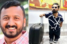 നീല ഷർട്ടിൽ ട്രോളി ബാഗുമായി ഗിന്നസ് പക്രു; കെപിഎം ഹോട്ടലിൽ അല്ലല്ലോ എന്ന് രാഹുൽ മാങ്കൂട്ടത്തിൽ