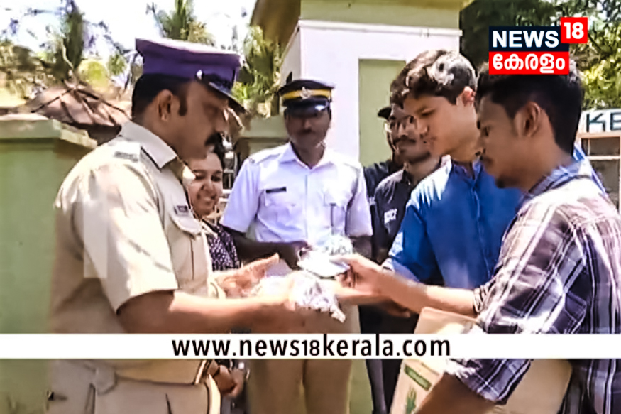 ട്രാഫിക് പൊലീസുകാർക്ക് ദാഹനീരുമായി ഒരു കൂട്ടം വിദ്യാർത്ഥികൾ