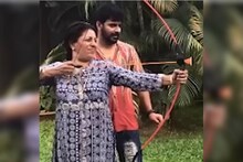 ഹണിമൂൺ ട്രിപ്പിനിടെ പേളിയുടെ അമ്മ മോളിയെ അമ്പെയ്ത്ത് പഠിപ്പിക്കുന്ന ശ്രീനിഷ്