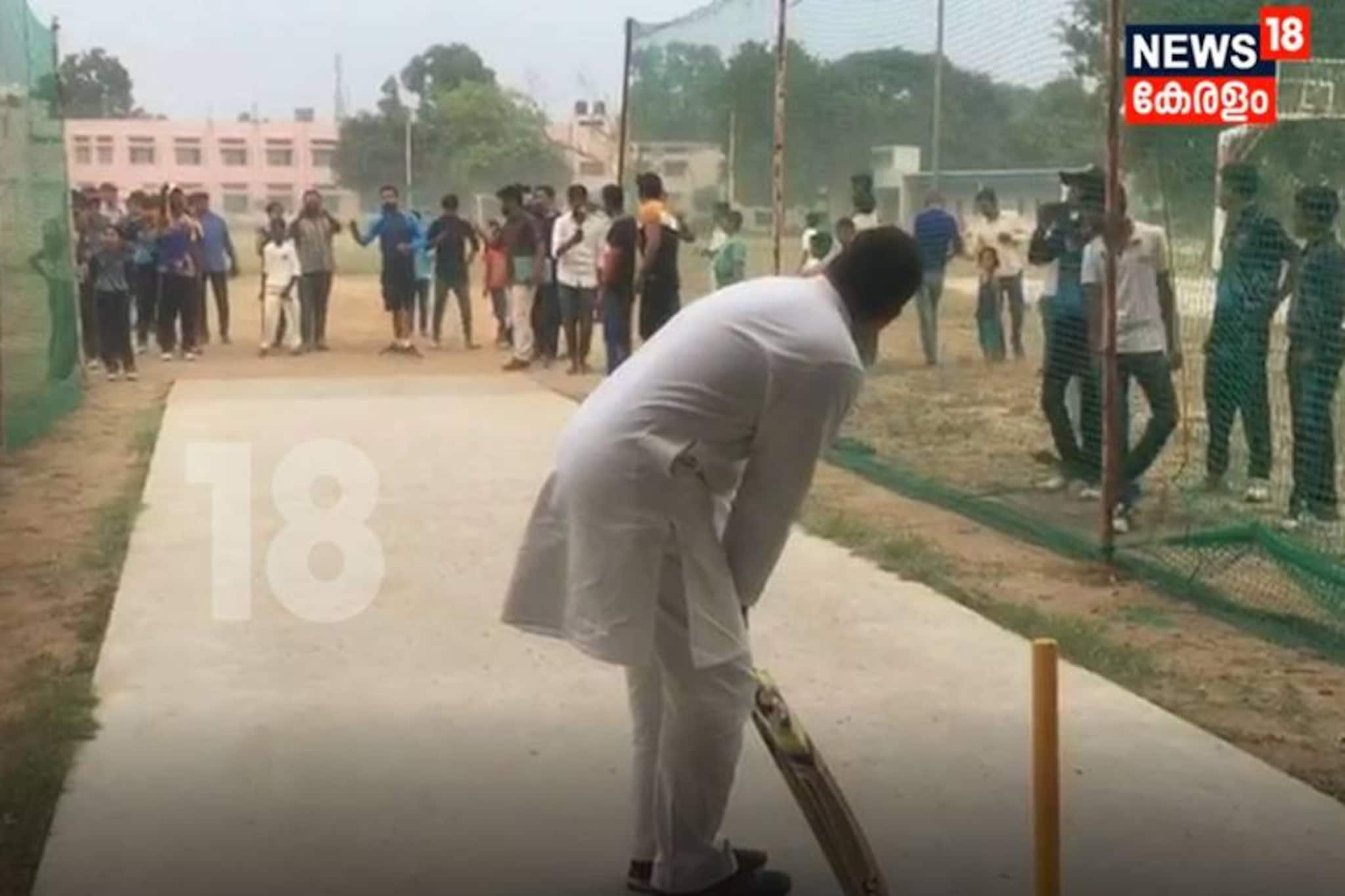 ഹരിയാനയിൽ ക്രിക്കറ്റ് കളിച്ച് രാഹുൽ ഗാന്ധി; പറത്തിയത് സിക്സർ