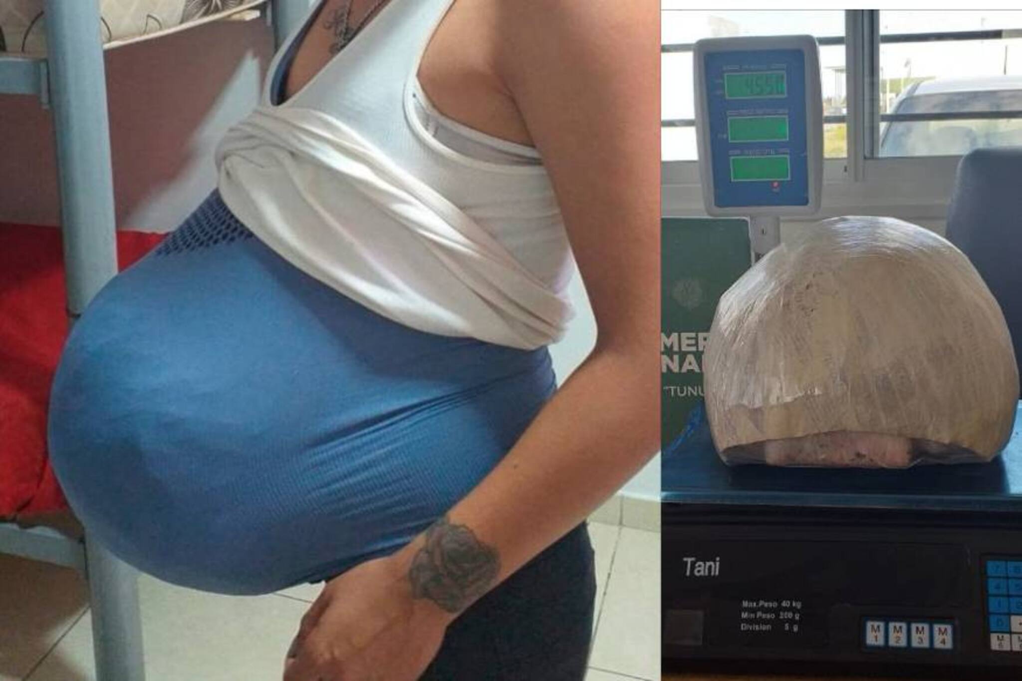 നിറവയറോടെ എത്തിയ 'ഗർഭിണി'യെ പരിശോധിച്ചപ്പോൾ ഞെട്ടി; കിട്ടിയത് നാല് കിലോ കഞ്ചാവ്