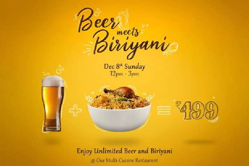 499 രൂപയ്ക്ക് മതിവരുവോളം ബിയറും ബിരിയാണിയും; ഓഫർ നൽകി ബാറുടമ കുടുങ്ങി; എക്സൈസ് കേസെടുത്തു