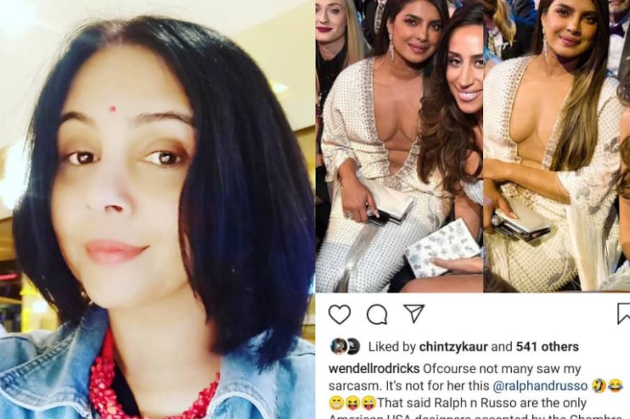  സാധാരണ എനിക്ക് വളരെ ബഹുമാനം തോന്നിയിട്ടുള്ള വസ്ത്രങ്ങൾ ചെയ്തിട്ടുള്ള വെന്റൽ റോഡ്രിഗസിൽ നിന്നും ഇങ്ങനെ കേൾക്കാനിടയായതിൽ വിഷമം തോന്നുന്നു. പ്രിയങ്ക കയ്യിലെ ക്ലച്ച് പേഴ്‌സ് കൊണ്ട് വയർ മറയ്ക്കാത്തതാണ് ഈ ചിത്രത്തിന്റെ ഭംഗി. അവർ ഒരു റോക്ക്സ്റ്റാർ എന്നപോലെയുണ്ട്. അവരുടെ ആത്മവിശ്വാസം ഓരോ സ്ത്രീക്കും പ്രചോദനമാണ്. സ്ത്രീ എങ്ങനെയാവണമെന്ന പുരുഷന്റെ അളവുകോലിൽ അകപ്പെട്ടുപോയതാണ്. നീ അടിച്ചുപൊളിക്ക്‌ പെൺകുട്ടി. ഞാൻ ഒരിക്കലും ഇവരുടെ ഫാൻ ആയിരുന്നില്ല, പക്ഷെ ഇപ്പോൾ ആണ്.