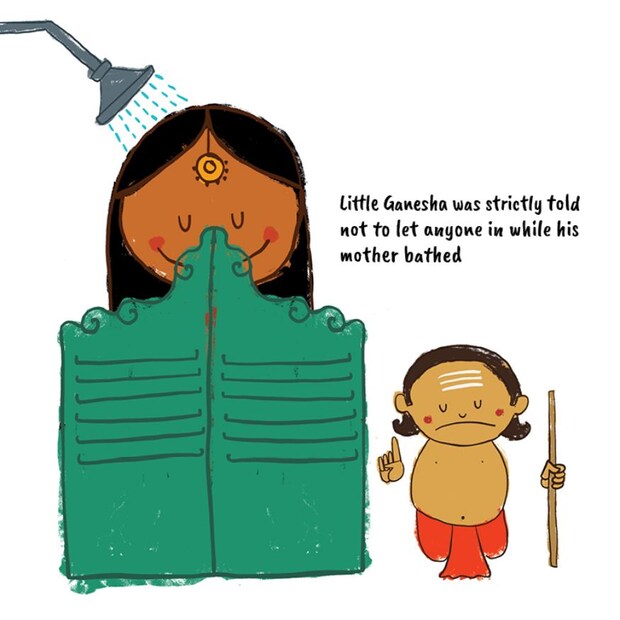  അമ്മ നീരാടാൻ പോകുന്ന നേരം ആരെയും അകത്തേക്ക് പ്രവേശിപ്പിക്കരുതെന്നായിരുന്നുത്രേ ബാലഗണപതിക്ക് നൽകിയിരുന്ന ആജ്ഞ.  ഇത് അതേപടി അനുസരിക്കുകയായിരുന്നു കുഞ്ഞു ഗണപതി. (Image: Network18 Graphics)