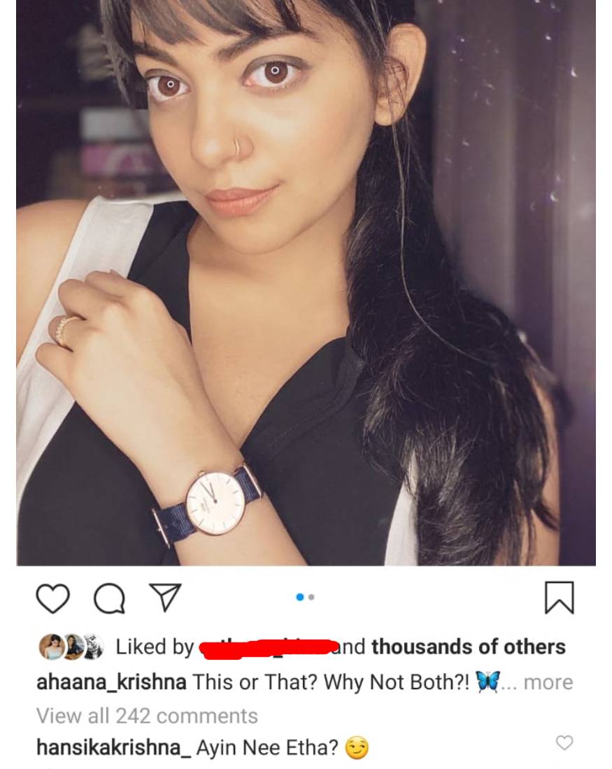 ചേച്ചിയുടെ പുതിയ മോഡലിംഗ് ചിത്രത്തിന് താഴെയാണ് ഏറ്റവും ഇളയ അനുജത്തിയും ബാല താരവുമായ ഹൻസികയുടെ കുസൃതി ചേച്ചിയുടെ പുതിയ മോഡലിംഗ് ചിത്രത്തിന് താഴെയാണ് ഏറ്റവും ഇളയ അനുജത്തിയും ബാല താരവുമായ ഹൻസികയുടെ കുസൃതി