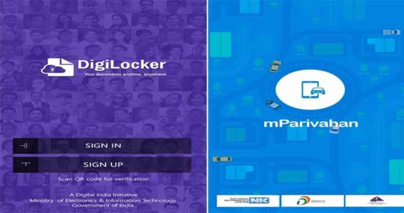  2. ഓപ്പൺ ടച്ച് ചെയ്താലുടൻ ആപ് തുറക്കും. കോവിഡ്, ആരോഗ്യസേതു എന്നീ ആപ്ലിക്കേഷനുകളുടെ അറിയിപ്പും തുടർന്ന്, ഫെബ്രുവരി മുതൽ കാലാവധി തീരുന്ന ട്രാഫിക് രേഖകൾ ഡിസംബർ വരെ പ്രാബല്യത്തിൽ നിൽക്കുമെന്ന അറിയിപ്പും ലഭിക്കും. അവ ക്ലോസ് ചെയ്താൽ എംപരിവഹനിലേക്ക് എത്താം.