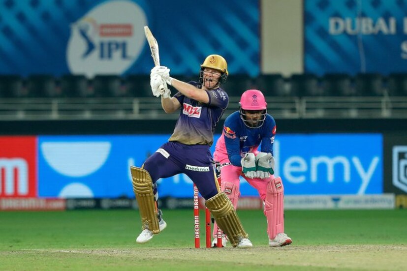 Eoin Morgan plays a shot against Rajasthan. (Twitter)
