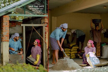'തേപ്പല്ല ഇത് ജീവിതം'; സേവ് ദ ഡേറ്റിനുവേണ്ടി ഐടി ജീവനക്കാരൻ മേസ്തിരിപ്പണിക്കാരനായി
