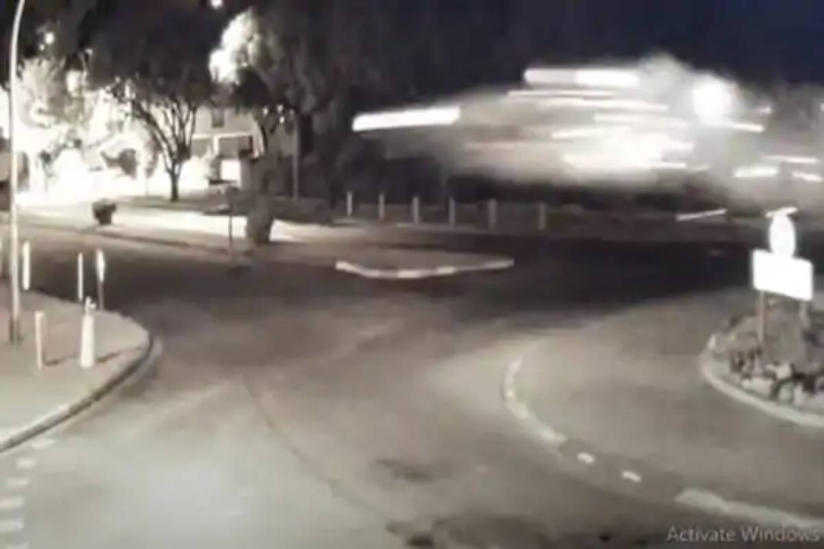 Car Hits Roundabout and Flies
