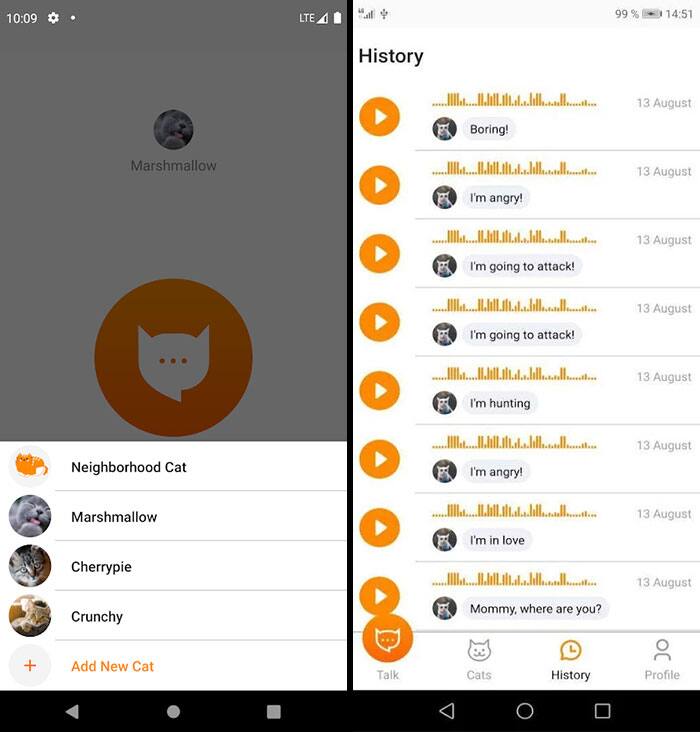 MeowTalk എന്ന് പേരിട്ടിരിക്കുന്ന ആപ്പിന്റെ ബീറ്റാ വെർഷൻ പ്ലേസ്റ്റോറിൽ ലഭ്യമാണ്. പൂച്ചയുടെ കരച്ചിൽ ശബ്ദം റെക്കോർഡു ചെയ്യുകയും അതിന്റെ അർത്ഥം തിരിച്ചറിയുകയുമാണ് ആപ്പിലൂടെ ചെയ്യുന്നത്.