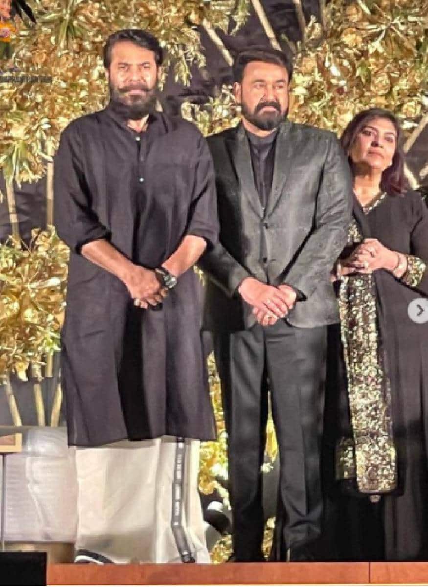  വിവാഹ സത്ക്കാരത്തിൽ മമ്മൂട്ടിയും, മോഹൻലാലും മോഹൻലാലിൻറെ ഭാര്യ സുചിത്രയും