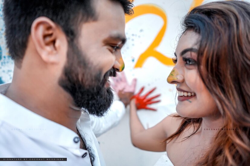  സേവ് ദി ഡേറ്റ് ചിത്രങ്ങളിൽ ദുർഗ്ഗയും അർജുനും (ചിത്രം: ഫേസ്ബുക്)