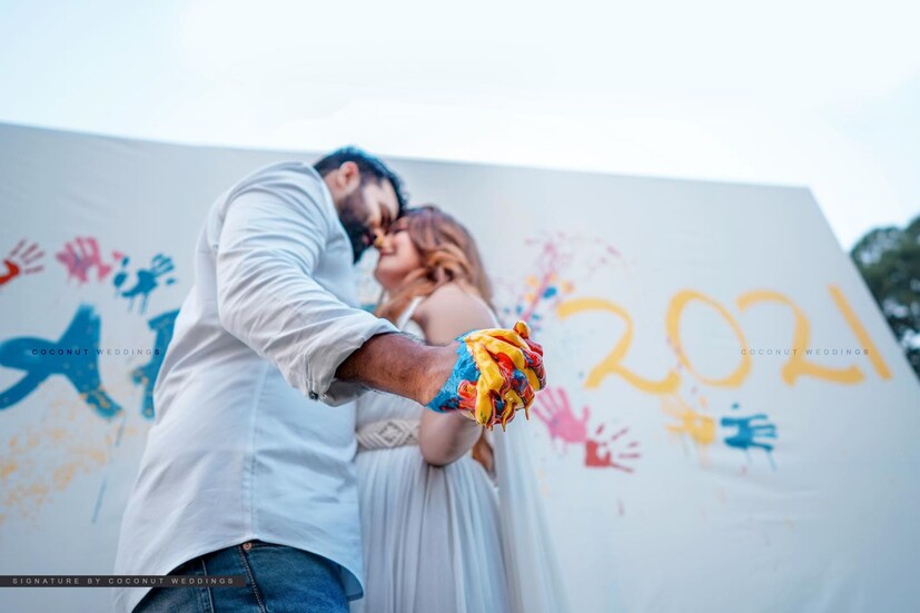  സേവ് ദി ഡേറ്റ് ചിത്രങ്ങളിൽ ദുർഗ്ഗയും അർജുനും (ചിത്രം: ഫേസ്ബുക്)