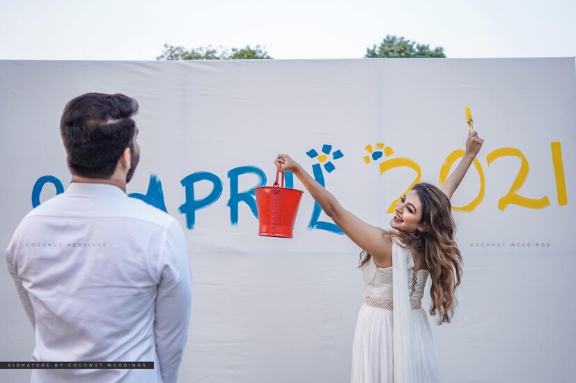  സേവ് ദി ഡേറ്റ് ചിത്രങ്ങളിൽ ദുർഗ്ഗയും അർജുനും (ചിത്രം: ഫേസ്ബുക്)