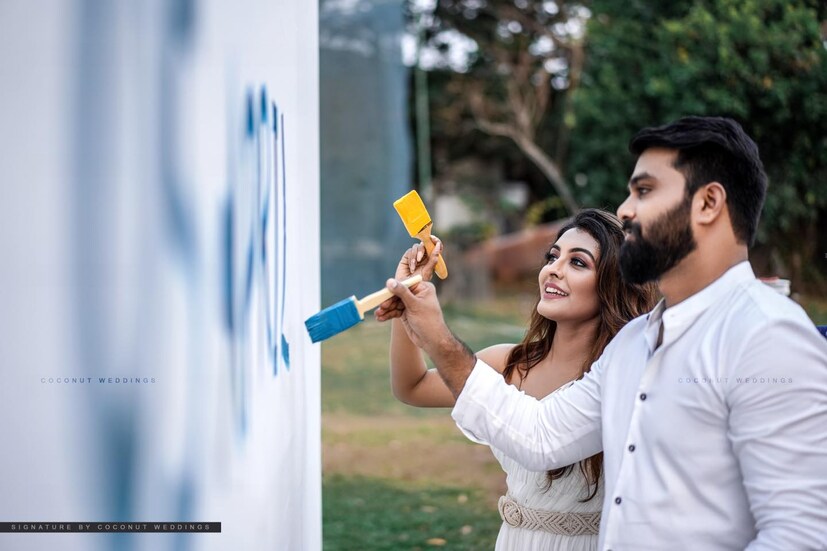  സേവ് ദി ഡേറ്റ് ചിത്രങ്ങളിൽ ദുർഗ്ഗയും അർജുനും (ചിത്രം: ഫേസ്ബുക്)