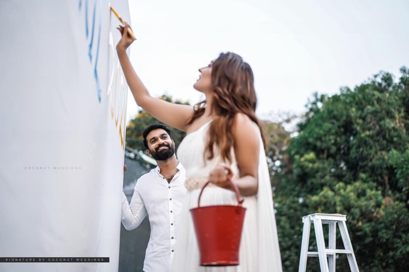  സേവ് ദി ഡേറ്റ് ചിത്രങ്ങളിൽ ദുർഗ്ഗയും അർജുനും (ചിത്രം: ഫേസ്ബുക്)