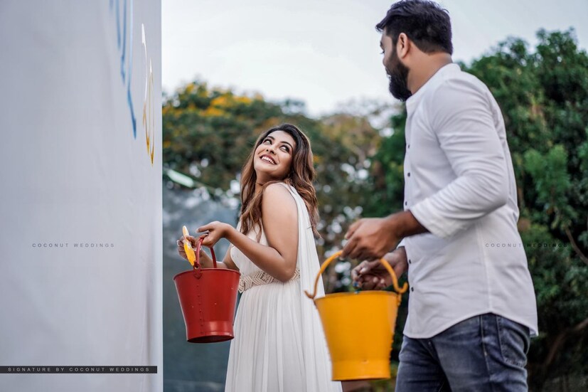  സേവ് ദി ഡേറ്റ് ചിത്രങ്ങളിൽ ദുർഗ്ഗയും അർജുനും (ചിത്രം: ഫേസ്ബുക്)