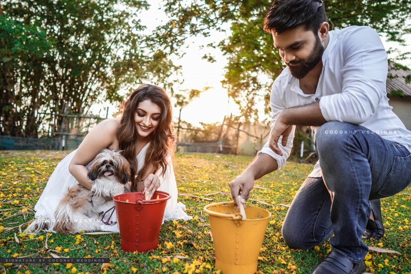  സേവ് ദി ഡേറ്റ് ചിത്രങ്ങളിൽ ദുർഗ്ഗയും അർജുനും (ചിത്രം: ഫേസ്ബുക്)