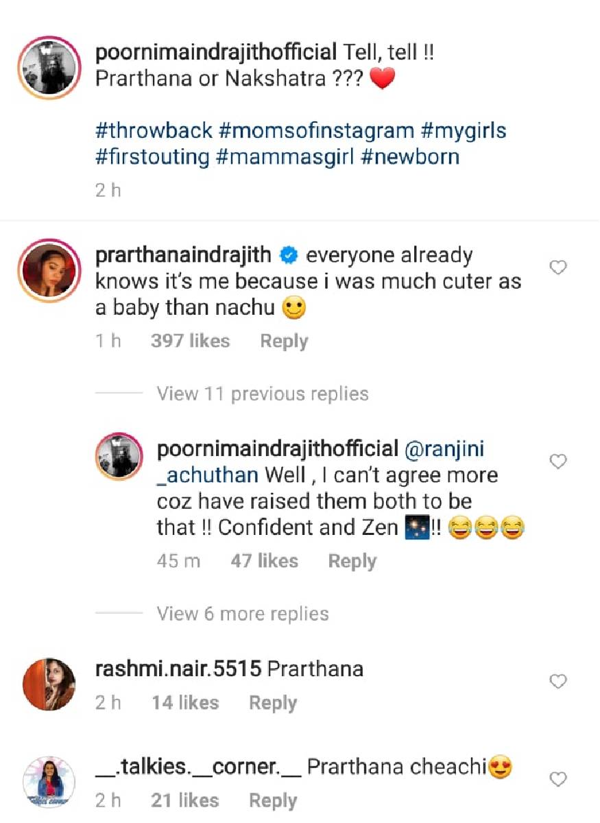  'ഇത് ഞാനാണ് എന്ന് എല്ലാവർക്കും അറിയാം. ഞാൻ നച്ചുവിനെക്കാൾ ക്യൂട്ട് ആയിരുന്നു' എന്നാണ് പാത്തു എന്ന് വിളിക്കുന്ന പ്രാർത്ഥനയുടെ മറുപടി