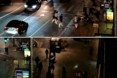 Chelsea and Manchester City fans clash in Porto (Image: Twitter videograb)

Chelsea and Manchester City fans clash in Porto (Image: Twitter videograb)