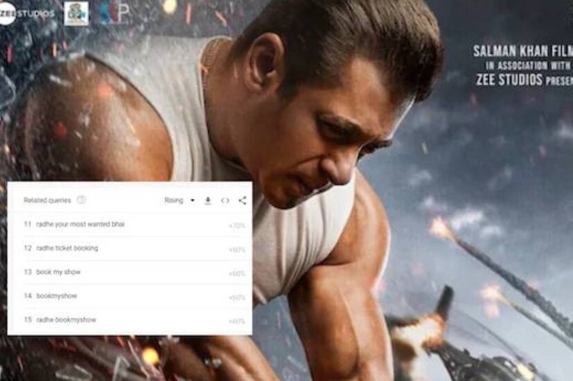  ചിത്രത്തിന്റെ ബുക്കിംഗിനായുള്ള തെരച്ചിൽ ഗൂഗിൾ ട്രെന്റിംഗിൽ സ്ഥാനം പിടിച്ചിട്ടുണ്ട്.   സീ5 ലെ ഓടിടിക്ക് പുറമേ ഡിടിഎച്ച് സർവ്വീസുകളായ ഡിഷ്, ഡി2എച്ച്,ടാറ്റ സ്കൈ, എയർടെൽ ഡിജിറ്റൽ ടിവി എന്നിവയിലും സൽമാൻ ചിത്രമായ രാധേ കാണാവുന്നതാണ്.  പ്രഭുദേവ സംവിധാനം ചെയ്ത ചിത്രത്തിൽ സൽമാൻ ഖാന് പുറമേ ജാക്കി ഷ്റോഫ്, രൺദീപ് ഹൂഡ, ദിഷ പട്ടാണി എന്നിവരും പ്രധാന കഥാപാത്രങ്ങളായി എത്തുന്നു.