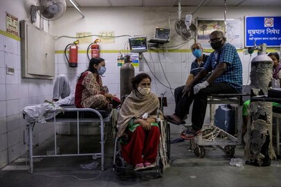 File photo of Covid-19 patients at a hospital in India.
