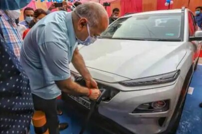 Delhi Deputy Chief Minister Manish Sisodia during the inauguration of an electric vehicle charging station at 11KV substation in Patparganj. Image for representation. (Image Source: PTI)