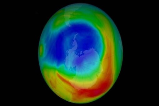 The total result of the reduced NOx emissions was a 2 per cent drop in global ozone. (Credit: NASA)