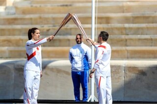 Olympic flame handover ceremony for the Tokyo games at the Panathenaic Kallimarmaro Stadium in Athens, Greece, on 19 March, 2020. (Image: Shutterstock)