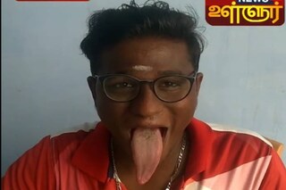 Praveen has a 10.8 cms-long tongue from the tip to rear part when extended. (Credit: News18 Tamil Nadu)
