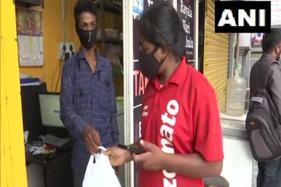 Hyderabad's M Rachana, has taken up food delivery agent's job to pursue Hotel Management and support her parents who work as daily labourers, (Credit: ANI/Twitter)
