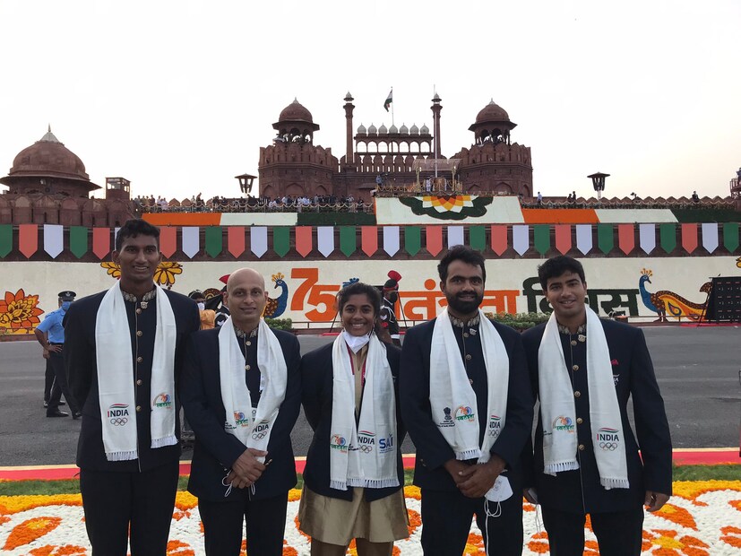 Indian Olympians at the India’s 75th Independence Day celebrations 