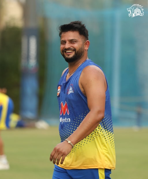 Suresh Raina is all smiles during a training session. (Twitter)