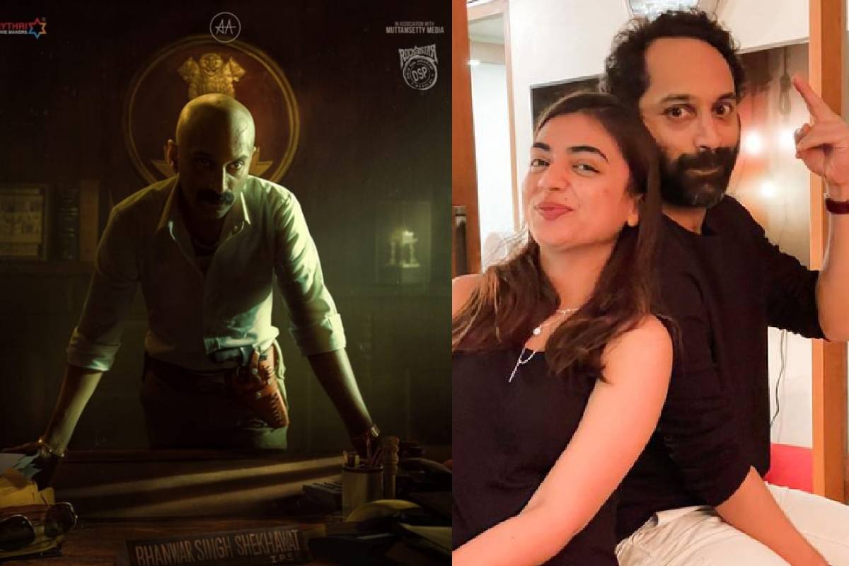 ഫഹദിന്റെ മൊട്ടയടിച്ച ലുക്കിന് നസ്രിയയുടെ കമന്റ്; പുഷ്പയിലെ വില്ലൻ വൈറൽ