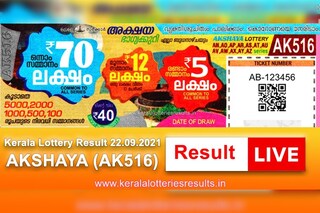 akshaya ak-516 kerala lottery result