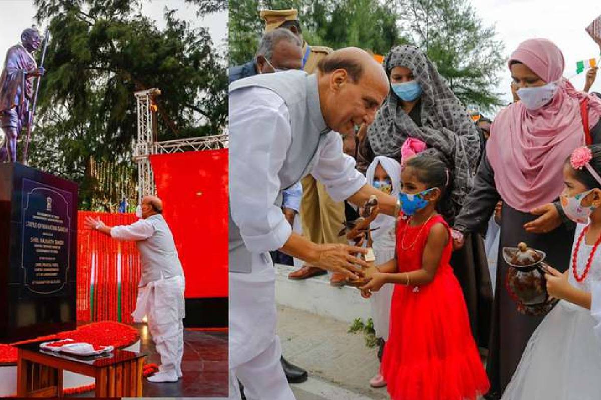 'ഭാരത് മാതാ കീ ജയ്' വിളികളുമായി പ്രതിരോധമന്ത്രിയെ സ്വീകരിച്ച് ലക്ഷദ്വീപ് നിവാസികള്‍
