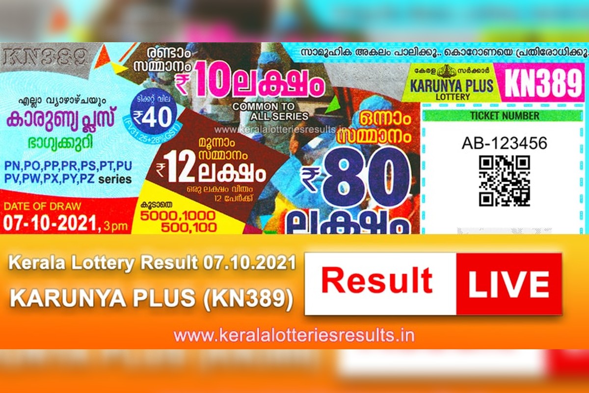 കാരുണ്യ പ്ലസ് KN-389 ലോട്ടറി നറുക്കെടുപ്പ്; ഒന്നാം സമ്മാനമായ 80 ലക്ഷം രൂപ ആർക്ക്?