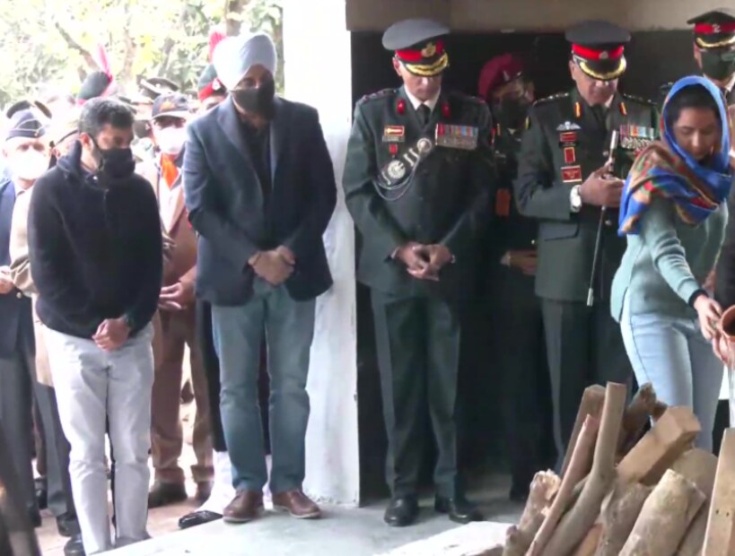 Brig LS Lidder laid to final rest with full military honours. The officer lost his life in Tamil Nadu Chopper Crash on 8th December. (ANI)