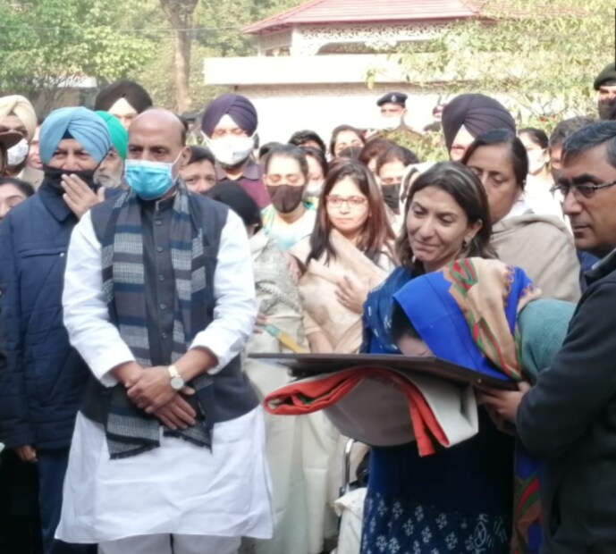 Family members if Brig LS Lidder during his funeral. (ANI)