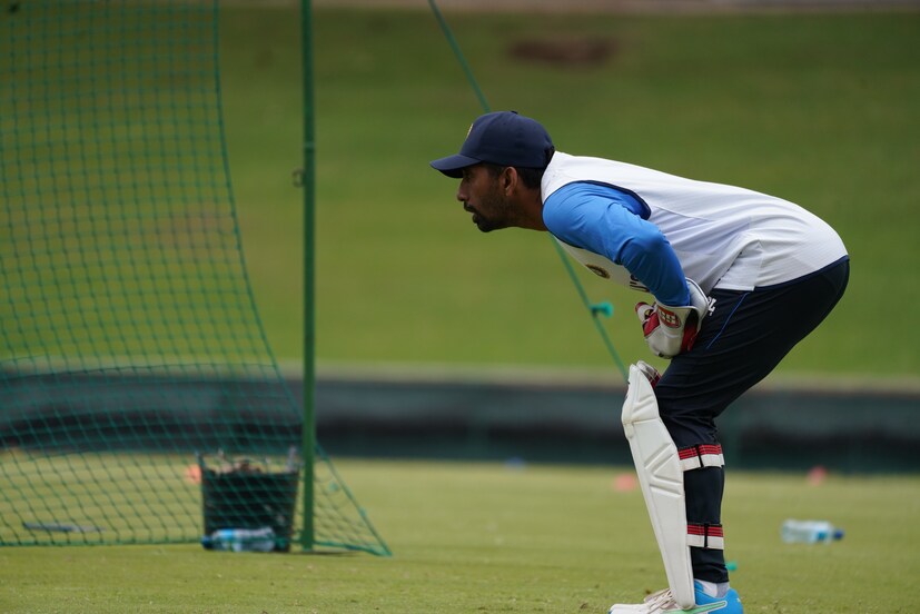 Veteran wicketkeeper Wriddhiman Saha also trained hard in the nets. 