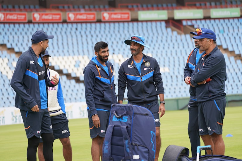 Team India bowling unit had a chat with the coaching staff in the nets session. 