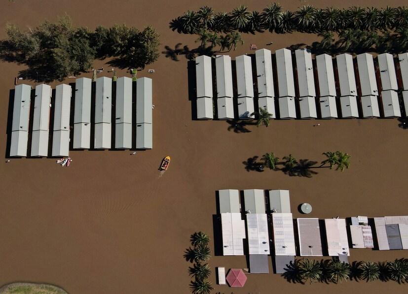 Flooding resulting from a severe weather event with prolonged rains is seen at the Hawkesbury River northwest of Sydney in Wisemans Ferry, Australia, on March 25. Picture taken with a drone. (Image: REUTERS/Loren Elliott)