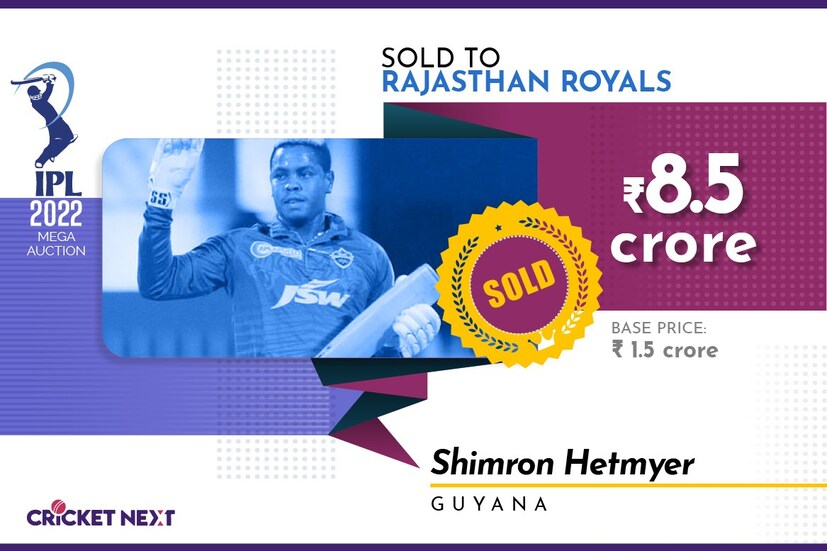  <strong>ഷിമ്രോൺ ഹെറ്റ്മെയർ- രാജസ്ഥാൻ റോയൽസ് (8.5 കോടി)</strong>