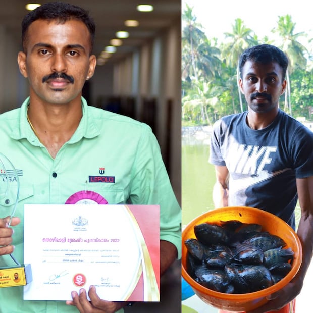  കരസേനയിലെ (army)ജോലിവിട്ടാണ് കണ്ണൂർ പിണറായി സ്വദേശിയായ പിഎം ദിനിൽ മത്സ്യകൃഷിയിലേക്കിറങ്ങുന്നത് ( (Fish Farming). കുറഞ്ഞ വർഷത്തിനുള്ളിൽ തന്നെ കൂടമത്സ്യ കൃഷിയിൽ ദിനിൽ മികവ് തെളിയിക്കുകയും ചെയ്തു. ഇപ്പോഴിതാ സംസ്ഥാന സർക്കാരിന്റെ തൊഴിൽശ്രേഷ്ഠ പുരസ്‌കാരവും ദിനിലിനെ തേടിയെത്തിയിരിക്കുകയാണ്.